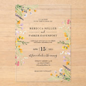 Wildbloemen lente moderne huwelijksuitnodiging acryl uitnodigingen (Voorkant)