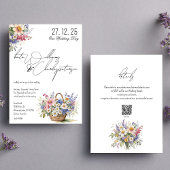 Wildbloemen Lente Zomer Herfst Bruiloft uitnodigin Kaart