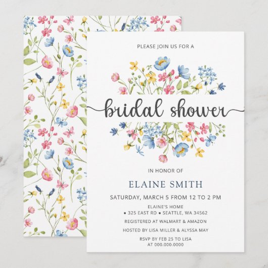 Wildbloemen Lentebloesems Bloemen Bloemen Bloemen  Kaart (Voorkant / Achterkant)