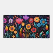 Wildbloemen, levendige kleuren op zwart bureaumat (Voorkant)