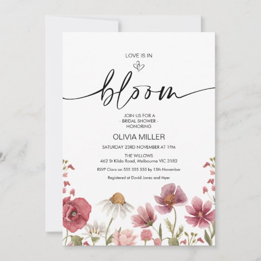 Wildbloemen Liefde in het Vrijgezellenfeest Bloom Kaart (Voorkant)