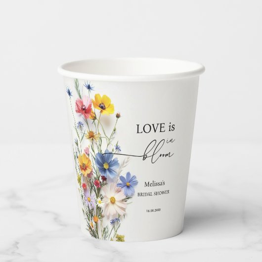 Wildbloemen Liefde in het Vrijgezellenfeest Bloom Papieren Bekers (Achterkant)