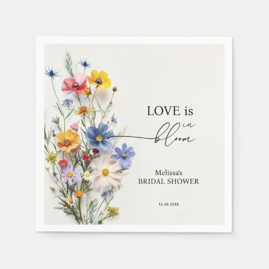 Wildbloemen Liefde in het Vrijgezellenfeest Bloom Servet (Voorkant)