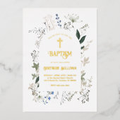 wildbloemen lijst Baptisme Folie Uitnodiging (Voorkant)