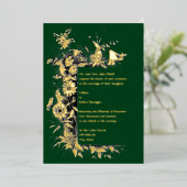 Wildbloemen Lijst Border Wedding Folie Uitnodiging (Staand Voorkant)