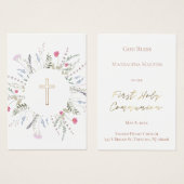 Wildbloemen lijst Eerste Communie herinneringskaar Visitekaartje (Voorkant /achterkant)