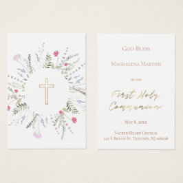 Wildbloemen lijst Eerste Communie herinneringskaar Visitekaartje