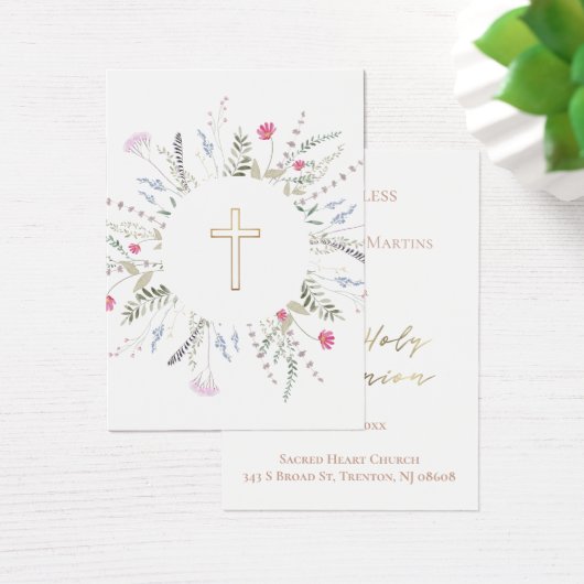 Wildbloemen lijst Eerste Communie herinneringskaar Visitekaartje (Bureau)