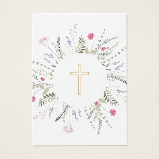 Wildbloemen lijst Eerste Communie herinneringskaar Visitekaartje (Voorkant)