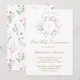 Wildbloemen lijst Eerste Heilige Communie Kaart