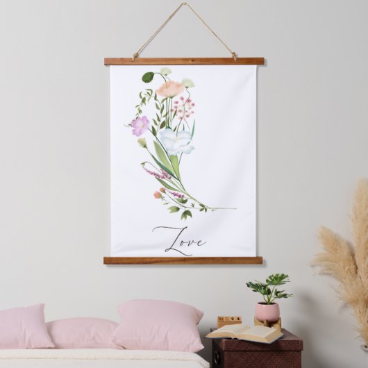 Wildbloemen Love Hangend Wandkleed (Slaapkamer)