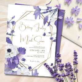 Wildbloemen Mauve rustieke Paarse bruiloft Kaart
