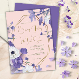 Wildbloemen Mauve rustieke Paarse bruiloft Kaart