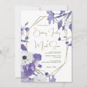 Wildbloemen Mauve rustieke Paarse bruiloft Kaart (Voorkant)