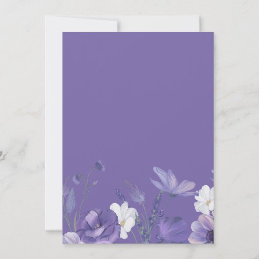 Wildbloemen Mauve rustieke Paarse bruiloft Kaart (Achterkant)