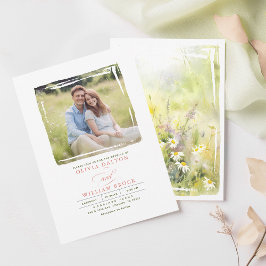 Wildbloemen Meadow Elegant Romantic Weddenfoto Kaart