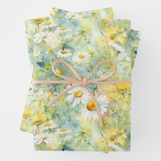 Wildbloemen Meadow Summer Foliage Boho Modern Inpakpapier Vel (In situ)