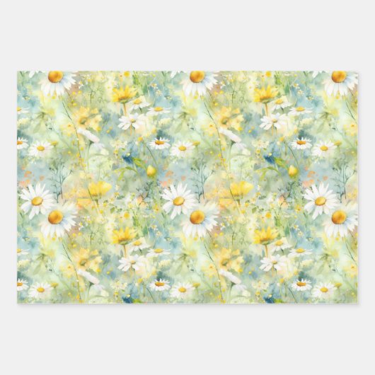 Wildbloemen Meadow Summer Foliage Boho Modern Inpakpapier Vel (Voorkant)