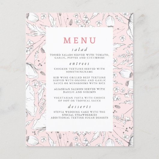 Wildbloemen met de hand getekend Elegant Roze Wedd Flyer (Voorkant)
