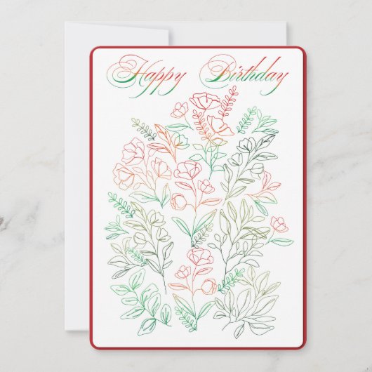 Wildbloemen met Happy Birthday-kaart Kaart (Voorkant)