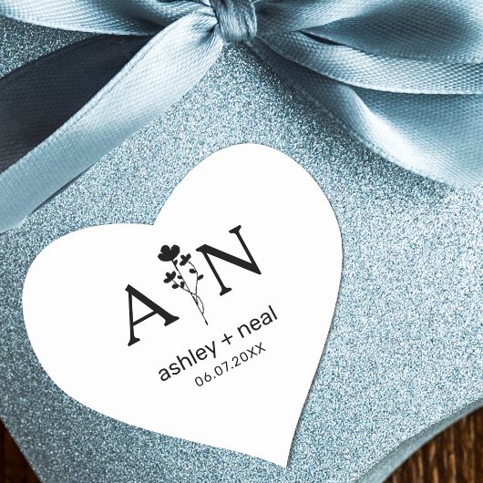 Wildbloemen met Initiaal voor bruiloft Hart Sticker