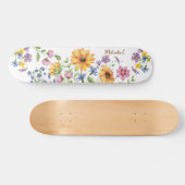 Wildbloemen met naam skateboard (Horizontaal)