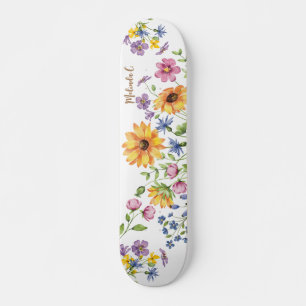 Wildbloemen met naam skateboard