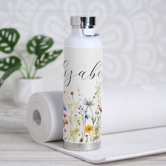 Wildbloemen met naam waterfles (Yoga)