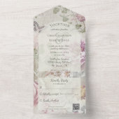  Wildbloemen met Vlinder met QR Code All In One Uitnodiging (Binnen)