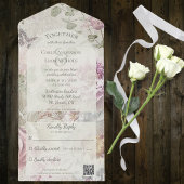  Wildbloemen met Vlinder met QR Code All In One Uitnodiging