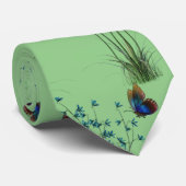 Wildbloemen met vlinder op Sage Green Stropdas (Opgerold)