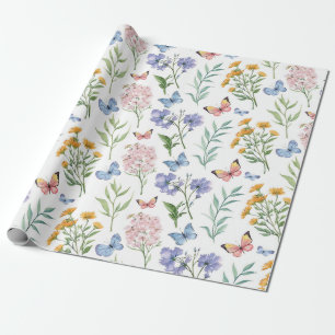 Wildbloemen minimalistische botanische bloemen cadeaupapier