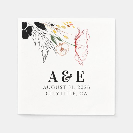 Wildbloemen Modern Boho Black Accents Servet (Voorkant)