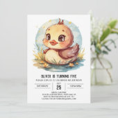 Wildbloemen Moderne eend Verjaardag Kaart (Staand voorkant)