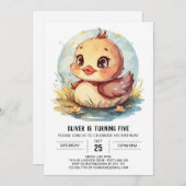 Wildbloemen Moderne eend Verjaardag Kaart (Voorkant / Achterkant)