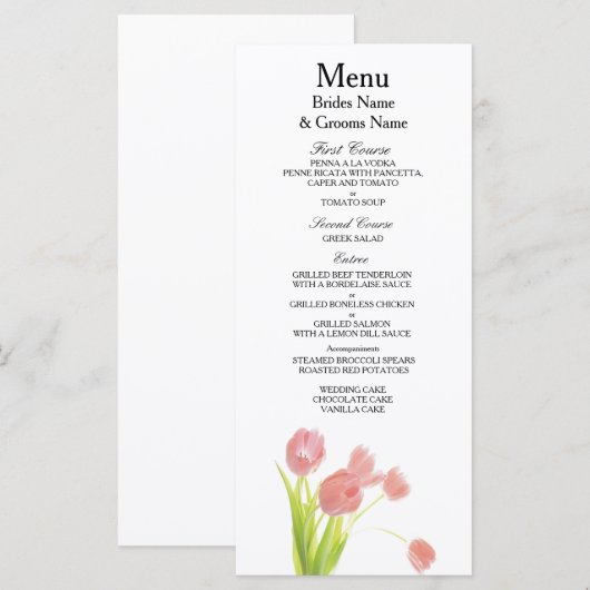 Wildbloemen Moderne eenvoudige elegante weddenscha Menu (Voorkant / Achterkant)