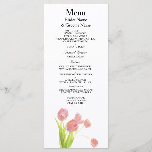 Wildbloemen Moderne eenvoudige elegante weddenscha Menu (Voorkant)