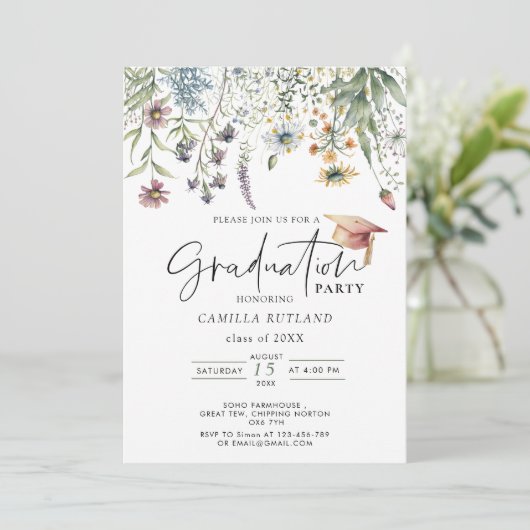 Wildbloemen Moderne Fotogradatie Partij Kaart (Staand voorkant)