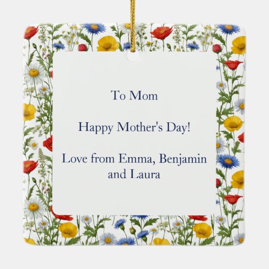 Wildbloemen Moederdag Keramisch Ornament (Achterkant)