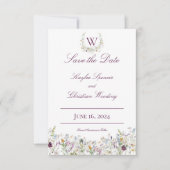 Wildbloemen Monogram Weddenschap Save The Date (Voorkant)
