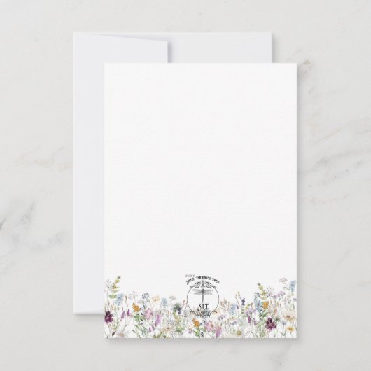 Wildbloemen Monogram Weddenschap Save The Date (Achterkant)