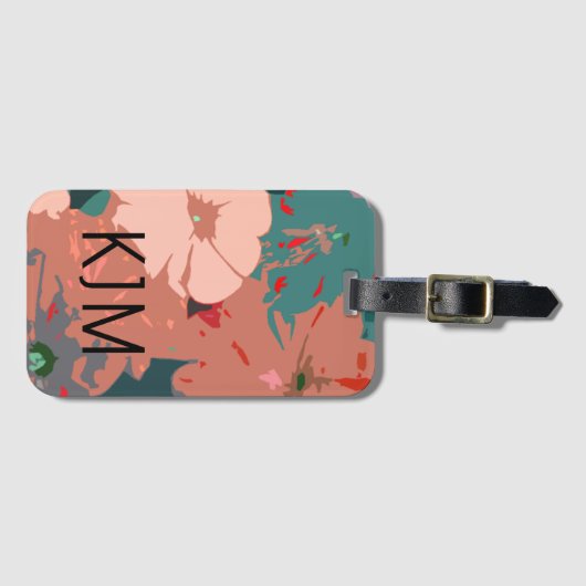 Wildbloemen Monogrammen Bloemen Bruiloften Gift Fa Bagagelabel (Voorkant (horizontaal))