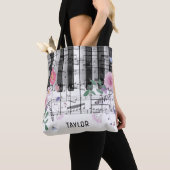Wildbloemen muzieknoten piano tote bag (Dichtbij)