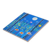 Wildbloemen onder een volle maan tegeltje (Zijkant)