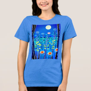 Wildbloemen onder een volle maan Tri-Blend shirt