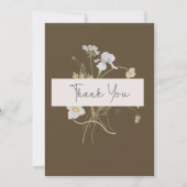 Wildbloemen op bruine bruiloft bedankkaart (Voorkant)