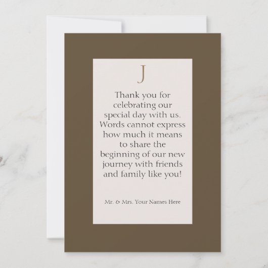 Wildbloemen op bruine bruiloft bedankkaart (Achterkant)