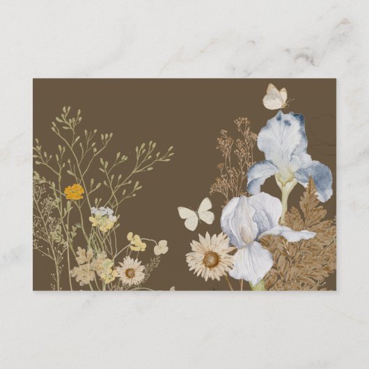 Wildbloemen op bruine bruiloft Details Informatiekaartje (Achterkant)