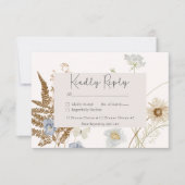 Wildbloemen op Cream Bruiloft Twee Diner RSVP Kaartje (Voorkant)