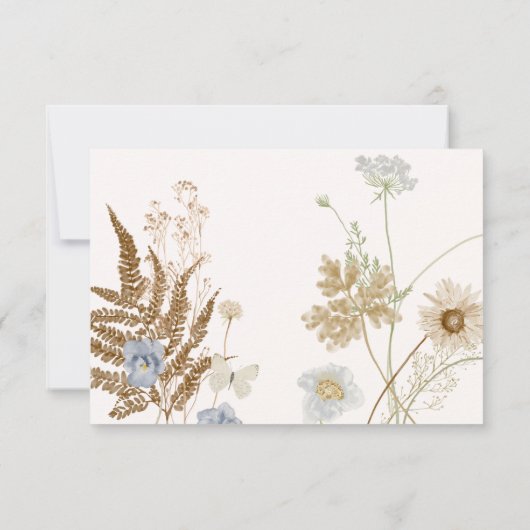 Wildbloemen op Cream Bruiloft Twee Diner RSVP Kaartje (Achterkant)